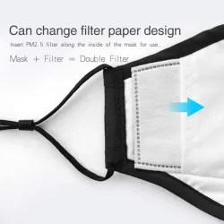 Skyddande ansikts-/munmask - PM25 aktivt kolfilter - luftventil - återanvändbar