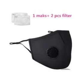 Skyddande ansikts-/munmask - PM25 aktivt kolfilter - luftventil - återanvändbar