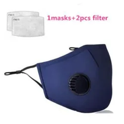 Skyddande ansikts-/munmask - PM25 aktivt kolfilter - luftventil - återanvändbar