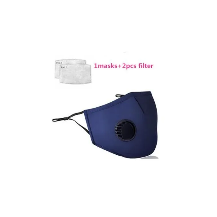 Skyddande ansikts-/munmask - PM25 aktivt kolfilter - luftventil - återanvändbar