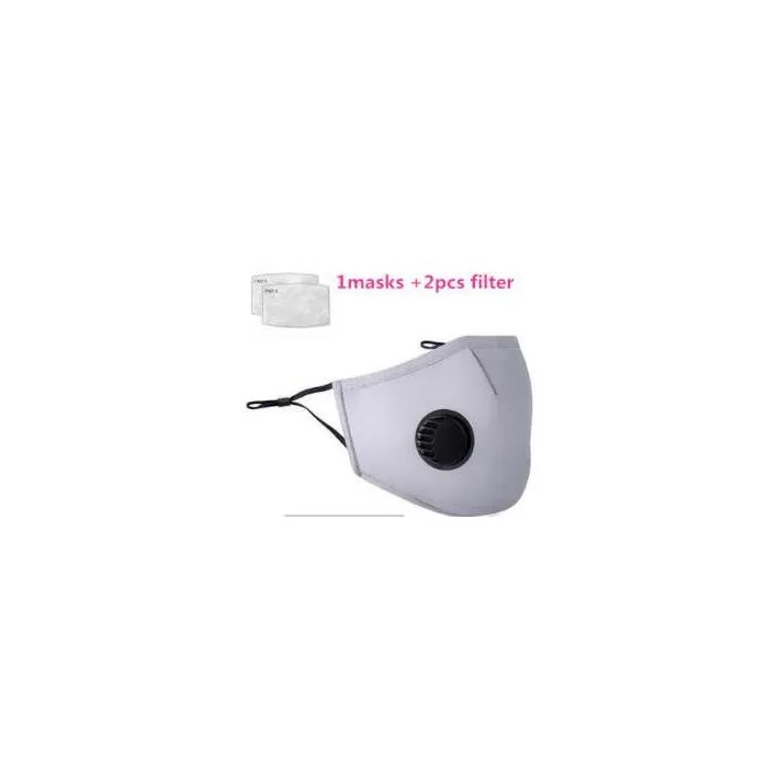 Skyddande ansikts-/munmask - PM25 aktivt kolfilter - luftventil - återanvändbar