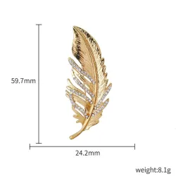 Broche plume dorée - avec cristaux