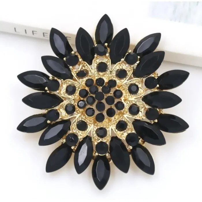 Stor tusindfryd blomst - krystal broche