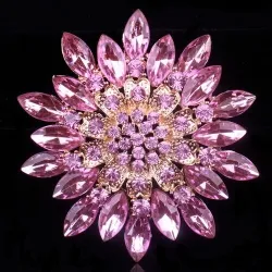 Stor tusindfryd blomst - krystal broche