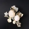 Broche double chouette - opale / cristaux
