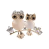 Broche double chouette - opale / cristaux