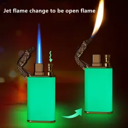 Metalllighter med dobbel flamme - glødende i mørket