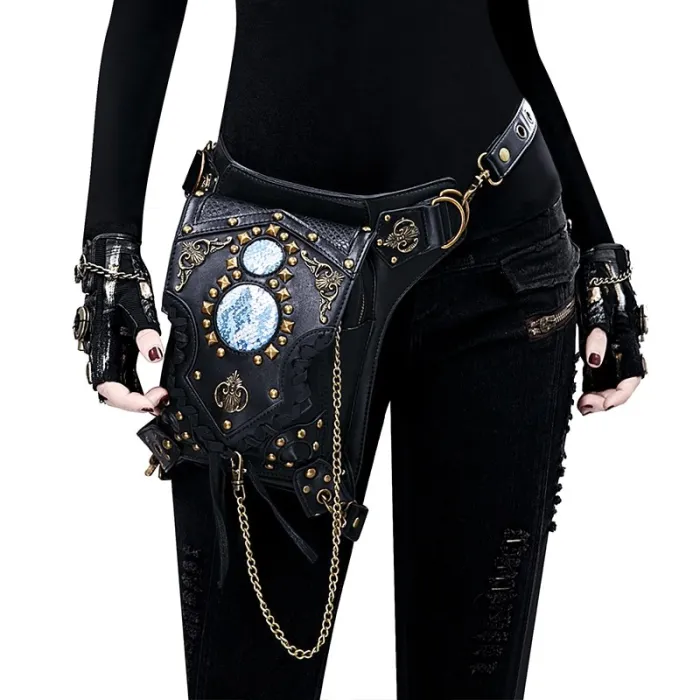 Borsa a spalla / gamba / cintura - steampunk - gotico - stile retrò - pelle