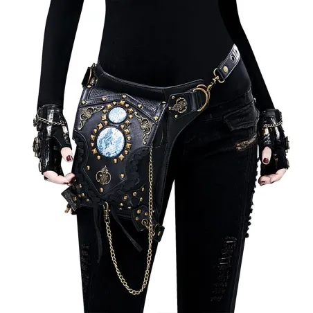 Borsa a spalla / gamba / cintura - steampunk - gotico - stile retrò - pelle