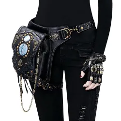 Axel/ben/midjeväska - steampunk - gotisk - retrostil - läder