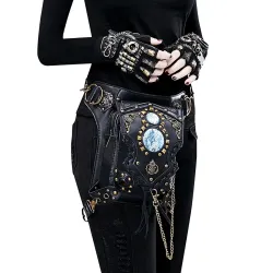 Skulder / ben / taljetaske - steampunk - gotisk - retro stil - læder