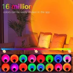 Rainbow solnedgangslampe - fargerik lysprojektor - LED - Bluetooth - WiFi