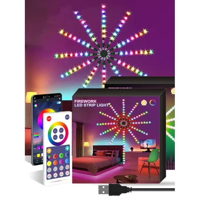 Fyrverkeri - LED-stripe - Bluetooth - WiFi - LED - appkontroll - musikk / lydsynkronisering