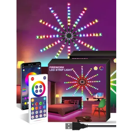 Fyrverkeri - LED-stripe - Bluetooth - WiFi - LED - appkontroll - musikk / lydsynkronisering