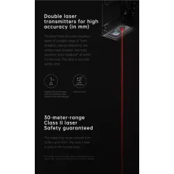 ÓpticaTelémetro láser inteligente - cinta métrica - medidor de distancia - pantalla OLED - control de aplicaciones - 30 M
