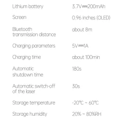 ÓpticaTelémetro láser inteligente - cinta métrica - medidor de distancia - pantalla OLED - control de aplicaciones - 30 M