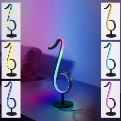 LED nattlys - Bluetooth - appkontroll - 180° roterende - RGB - noteform