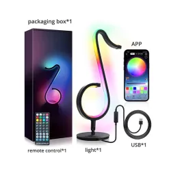 Veilleuse LED - Bluetooth - contrôle par application - rotation à 180° - RVB - forme de note de musique