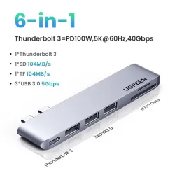 UGREEN - USB C HUB dual type-C til multi USB 3.0 4K HDMI - adapter Thunderbolt 3 - til MacBook Pro Air