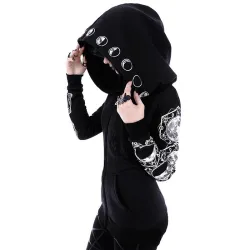 Hoodies & JerséisSudadera con capucha negra - con cremallera - estilo punk