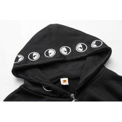 Czarna bluza z kapturem - z zamkiem - styl punkBluzy & Swetry