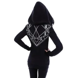Hoodies & JerséisSudadera Halloween negra - con cremallera - estampado estilo Gothic blanco