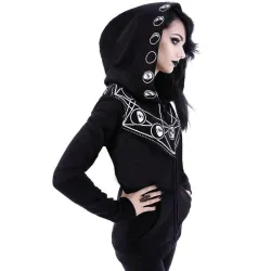 Hoodies & JerséisSudadera Halloween negra - con cremallera - estampado estilo Gothic blanco