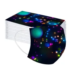 Mascherina protettiva viso/bocca - monouso - 3 veli - stampa stelle colorate - per bambini - 50 pezzi