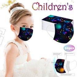 Beskyttende ansigts-/mundmaske - engangs - 3-lags - farverige stjerner trykt - til børn - 50 stk.