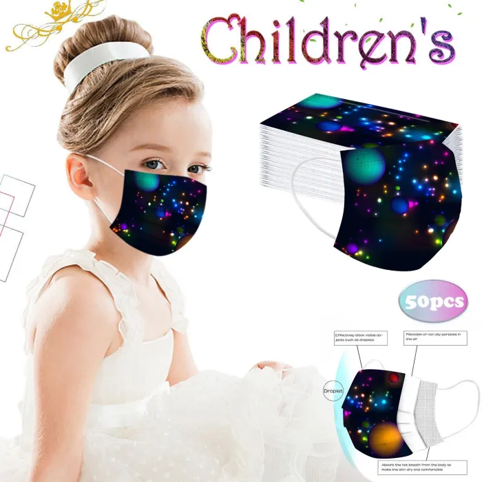 Mascarillas bucalesMascarilla protectora para la cara/boca - desechable - 3 capas - estampado de estrellas de colores - para ...