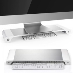 Bildskärm / datorstativ i aluminium - med 4 USB-portar