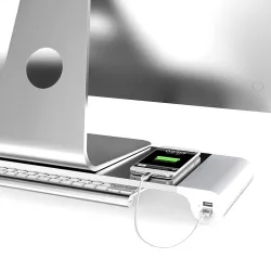 Support pour moniteur / ordinateur en aluminium - avec 4 ports USB