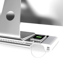 Supporto per monitor/computer in alluminio - con 4 porte USB