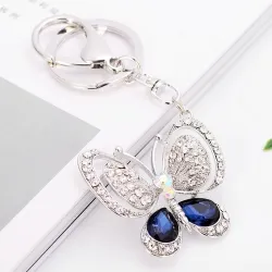 Porte-clés papillon en cristal