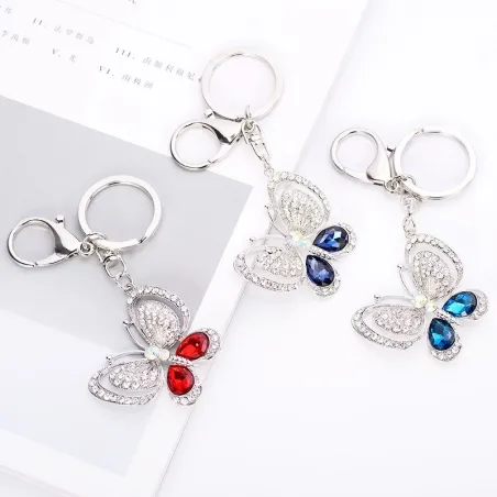 Porte-clés papillon en cristal