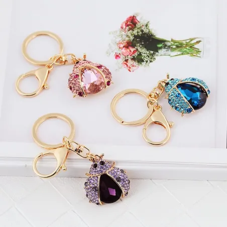 Porte-clés en forme d'insecte en cristal