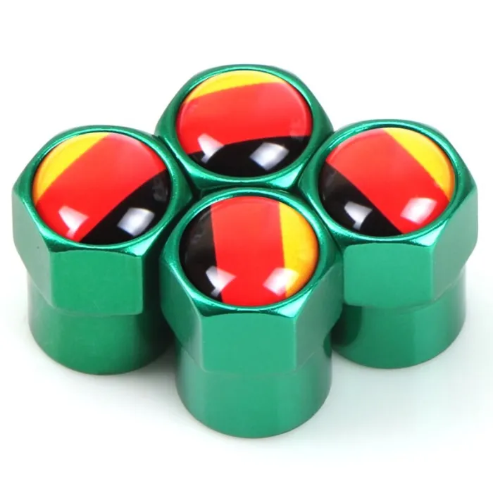 Car wheel valves - metal caps - German flag - 4 piecesValve caps