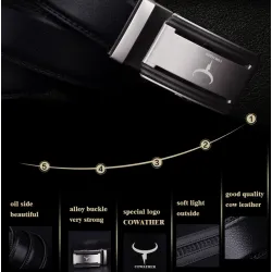 Elegant herrebelte - automatisk metallspenne - ekte skinn