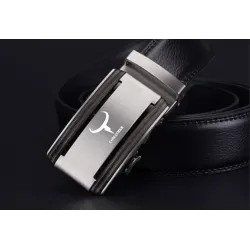 CinturónCinturón de hombre elegante - hebilla automática de metal - cuero genuino