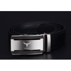 Elegant herrebelte - automatisk metallspenne - ekte skinn