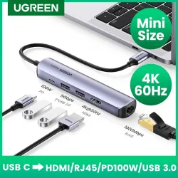 USB-C til HDMI - RJ45 - USB 3.0 - PD - HUB - multifunktionsadapter