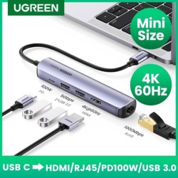 USB-C till HDMI - RJ45 - USB 3.0 - PD - HUB - multifunktionsadapter