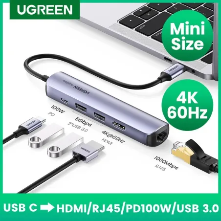 USB-C vers HDMI - RJ45 - USB 3.0 - PD - HUB - adaptateur multifonction