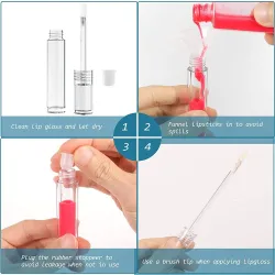 Tomme gjennomsiktige lipgloss-beholdere - med leppesvampstang - 5ml - 20 stykker