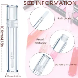 Tomme gjennomsiktige lipgloss-beholdere - med leppesvampstang - 5ml - 20 stykker
