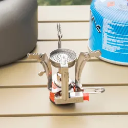 Mini réchaud de camping portable - cuisine d'extérieur - brûleur - coupe-vent - 3000W