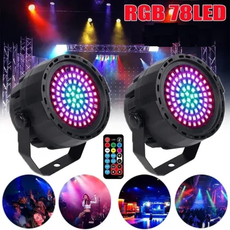 Lumière laser de scène - projecteur - activé par le son - télécommande - RGB - 78 LED - DMX