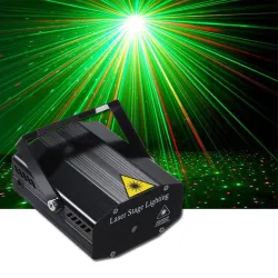 Mini laserowa lampa sceniczna - projektor - sterowanie głosem - stroboskop samobieżnyOświetlenie sceniczne i eventowe