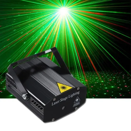 Mini laser scenelys - projektor - stemmestyring - selvkørende strobe