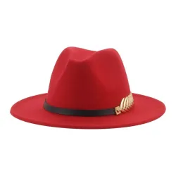 Chapeau en feutre élégant - avec une ceinture décorative / feuille d'or